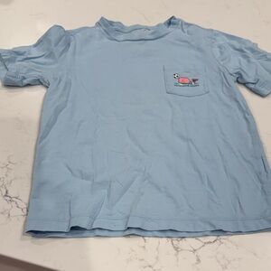 Vineyard Vines Light Blue Kids Shirt with Soccer print logo.